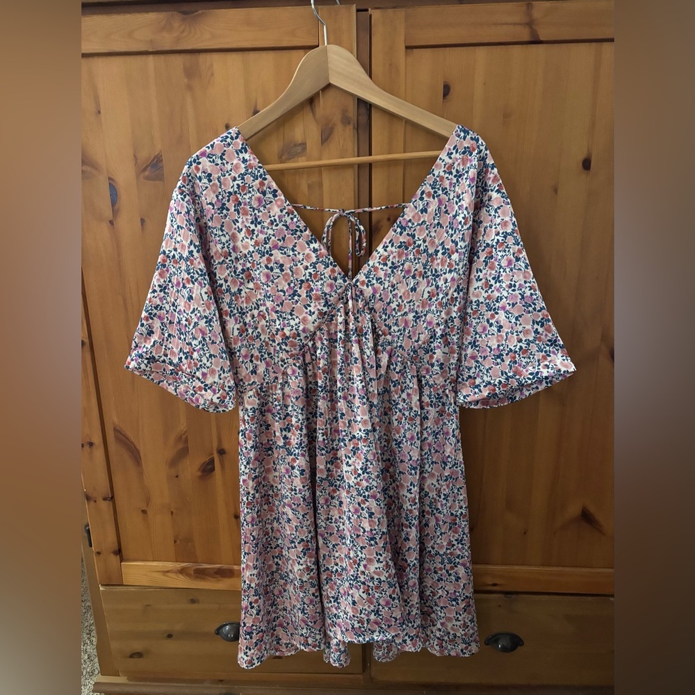 Floral Pink Dress with Tie Back